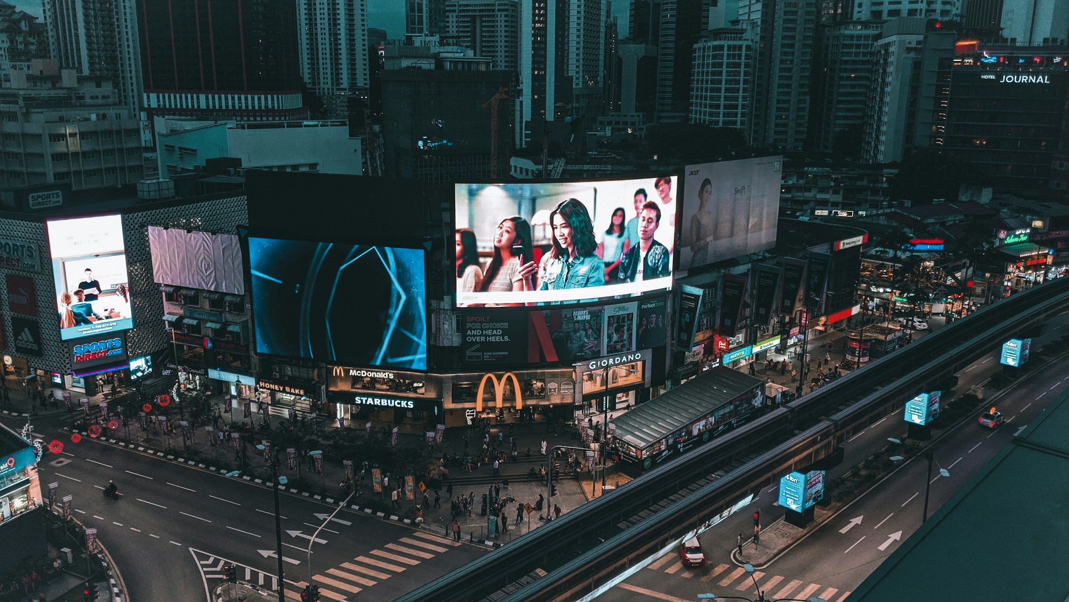 Large-format digital displays in an urban environment