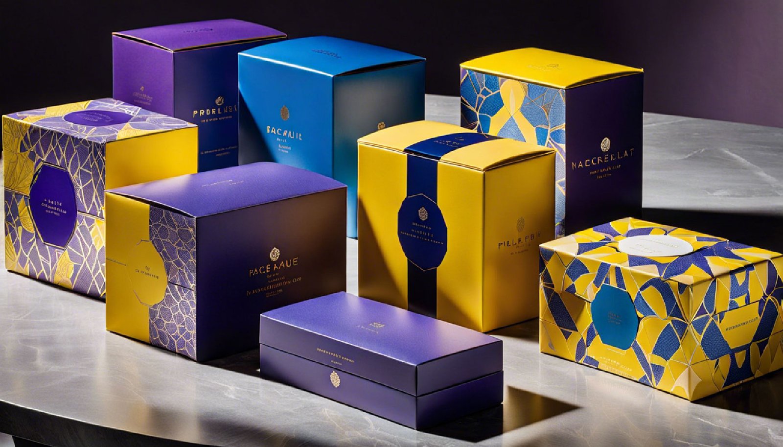 Finished packaging demonstrating color, foil, and structural variety
